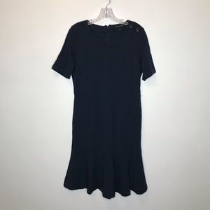 Banana Rep Navy Button Shoulder A-Line Dress 10